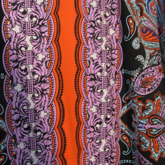 Bob Mackie Tunic XL Bold Colors Red Purple Paisley Oversized - Picture 4 of 4